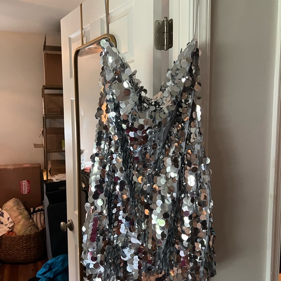 12th Tribe Dresses & Skirts - Silver Sequin Strapless Mini Dress